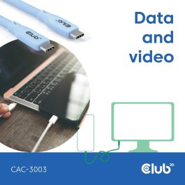 Club3D Lifestyle USB-C 240W.20Gbps Cable 2m Azul St/St - Carga Rápida y Transferencia Datos 20Gbps