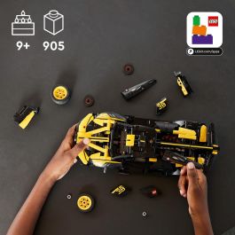 LEGO 42151 Bugatti Bolide Technic Coche de Carreras Amarillo/Negro con Motor W16, Dirección y Puertas de Tijera