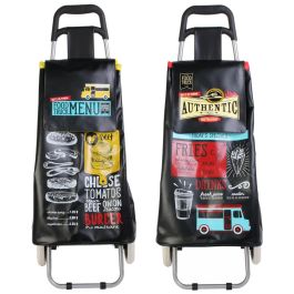 Entre Temps Carro Compra Food Truck Authentic y Menu, 50L, 95cm, Bolso PVC, Cremallera Trasera