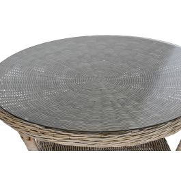 DKD Home Decor Mesa Comedor Indonesia 1c24 Ratán Cristal Templado 120 x 82 x 120 cm