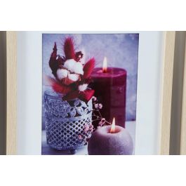 DKD Home Decor Cuadro Scandi Gris y Granate con diseño de Velas, material PS, 45x35 cm - Set de 4 Unidades de decoración para el hogar