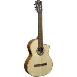 LAG Guitarra Clásica Electroacústica Occitania 88 - 4/4 Cutaway Natural Brillo Abeto Engelmann Macizo Khaya Stage LAG