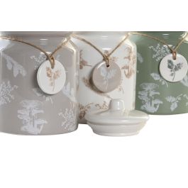 DKD Home Decor Atlantic forest 2022 Bote Alpino Marron Blanco Verde 12 x 16 x 12 cm (3 Unidades)