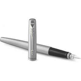 Parker Juego Bolígrafo + Pluma Jotter Acero CT Estuche Pluma Acero Inoxidable Adornos Cromados
