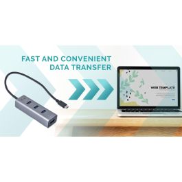 I-tec Hub USB-C con 4 Puertos USB 3.0 para Ordenador Portátil, Tablet y Teléfono Inteligente, Conexión Rápida de Datos y Carga
