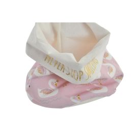 DKD Home Decor Cesta Infantil Colección Cisne Rosa Palo y Blanco de Poliéster 15x16x15 cm Pack de 6 Unidades