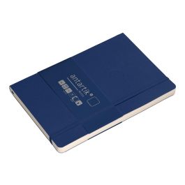 Antartik Cuaderno A5 Tapa Blanda Hojas Lisas 80 Hojas 80gr Azul Marino con Gomilla, 2 Marcapáginas y Bolsillo Simil Piel FSC