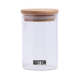 Quttin Tarro Borosilicato 6.5 cm x 11 cm con Tapa de Bambú (24 Unidades)