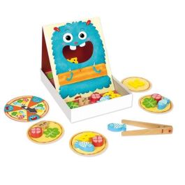 Goula Juego de Destreza Hungry Monster de Madera - Prepara la Pizza del Monstruo Tragón para Niños 3+ Años (Hasta 4 Jugadores)