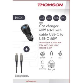 Thomson THO3513767400039 Pack Cargador Coche 60W y Cable USB-C a USB-C 65W 1.5m