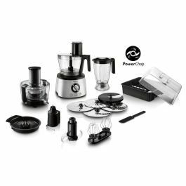 Philips HR7778/00 Procesador de Alimentos 6 en 1, 1300 W, 3,4 L, Acero Inoxidable, Tecnología PowerChop, Recipiente 3,4 L y Batidora 2,2 L