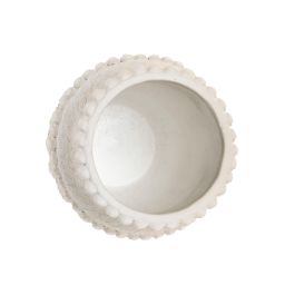 DKD Home Decor Jarron Decorativo Tropical Blanco | Diseño con Relieve y Material Cemento | Set de 2 Unidades | Medidas 20x20x25 cm DKD Home Decor Jarron Decorativo Tropical Blanco | Diseño con Relieve y Material Cemento | Set de 2 Unidades | Medidas 20x20x25 cm
