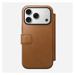 Nomad Folio Modern Leather para iPhone 17 Pro, Compatible con MagSafe, Cuero, Cierre Magnético, con Bolsillo para Tarjetas, Color Bronceado