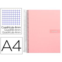 Cuaderno Espiral Liderpapel A4 Crafty Tapa Forrada 80H 90 gr Cuadro 4 mm Con Margen Color Rosa