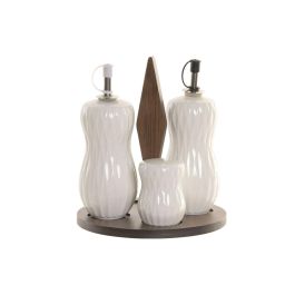 DKD Home Decor Pengjia 25 Aceitera Vinagrera Set de 4 Porcelana Bambu Blanco Marron Oscuro 17 x 19 x 17 cm Precio: 13.50000025. SKU: B1E35QSP32
