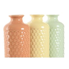 DKD Home Decor Jarrón Decorativo Básico de Dolomita, Colores Surtidos (Beige, Verde, Terracota), 9x9x30 cm, Set de 3 Unidades