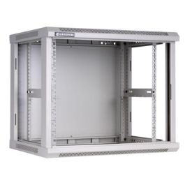 MicroConnect Armario Mural Rack 19" 9HU Fondo 450mm Beige - Puerta Cristal Templado IP20, Acero Laminado en Frío