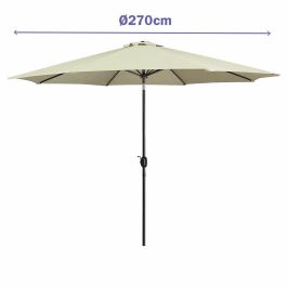 Marbueno Sombrilla Acero 8 Varillas D270 cm Polyester Beige Jardin, Piscina y Terraza 10483