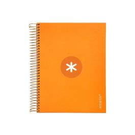 Cuaderno Espiral A5 Micro Antartik Tapa Forrada120H 90 gr Cuadro 5 mm 5 Bandas6 Taladros Color Mostaza