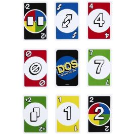 UNO Hnn01 Juego de Cartas DOS Segunda Edición con Nuevas Reglas y Comodín DOS para Noches Divertidas en Familia +7 Años