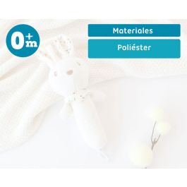 KioKids Sonajero Peluche Conejo 18 cm Suave y Blandito para Bebés 0 Meses+ Juguete de Estimulación Sensorial y Coordinación Ojo-Mano Blanco
