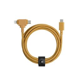 Native Union Belt Cable Carga Universal 2 en 1 USB-C / Lightning 1.5M Kraft - 60W, Ecológico y Ultra Duradero con Fibra Aramida