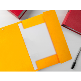 Liderpapel Carpeta Gomas Tres Solapas Cartón Simil Prespan Folio Color Amarillo