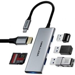 Vention TOPHB Docking USB Tipo-C 6 en 1 con HDMI 4K, 3x USB 3.0, Lector SD/MicroSD, 5 Gbps, Gris Vention TOPHB Docking USB Tipo-C 6 en 1 con HDMI 4K, 3x USB 3.0, Lector SD/MicroSD, 5 Gbps, Gris