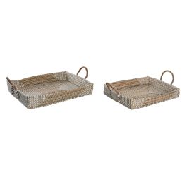 DKD Home Decor Set de 2 Bandejas Decoración Tropical Natural Amarillo Seagrass 38 x 15 x 52 cm Precio: 47.49999958. SKU: S3042940