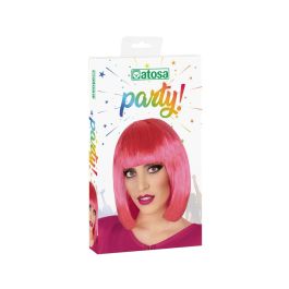 Peluca Fucsia Corta Lisa con Flequillo Recto para Disfraz, Personajes y Actuaciones, Talla Adulto