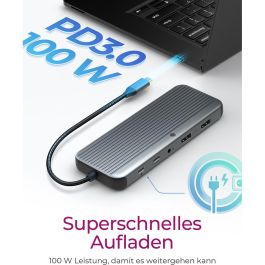 ICY BOX IB-DK4060-CPD Docking Station USB-C 12 en 1 PD 100W con 2x HDMI, DisplayPort, Ethernet, Lector de Tarjetas y 7680x4320