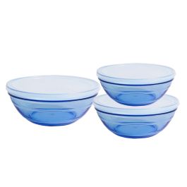 Set de Cuencos Duralex Marine Azul Con Tapa 3 Piezas