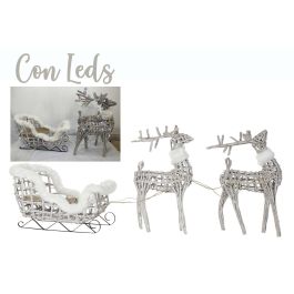 DKD Home Decor Blanco 30 x 37 x 60 cm Set de 3 Decoracion Navidad Alpina