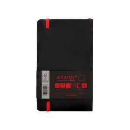 Cuaderno Con Gomilla Antartik Notes Tapa Blanda A6 Hojas Lisas Negro Y Rojo 100 Hojas 80 gr Fsc