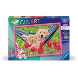 CreArt Kids - Labrador y tulipanes (31 x 21 cm), kit de pintura por números, a partir de 7 años, 25852, Ravensburger CreArt Kids - Labrador y tulipanes (31 x 21 cm), kit de pintura por números, a partir de 7 años, 25852, Ravensburger
