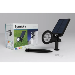 Lumisky Foco solar exterior impermeable 4 LED 200 Lm cabezal giratorio