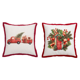 DKD Home Decor Funda Cojín Navidad Alpina de Algodón Poliéster Blanco Rojo 45x45 cm con Cremallera y Gramaje 435g - Pack 4 Unidades Precio: 31.58999998. SKU: B1DJPQRDRV