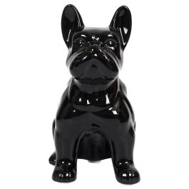 Home Deco Factory Escultura Bulldog Cerámica Negro Brillante 20 cm Colección Galerie