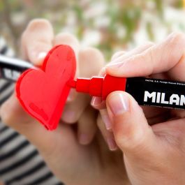 Milan Rotulador Borrable Fluoglass 2 Punta Biselada 2-4mm Rojo Blister