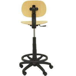 Piqueras y Crespo Taburete de Trabajo T32, Giratorio y Regulable en Altura, Ergonómico con Asiento y Respaldo de Madera Haya