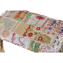 DKD Home Decor Descalzadora de estilo Indio con diseño Elefante, Multicolor, Fabricada en Madera de Mango y Poliéster 31.7x38x65 cm