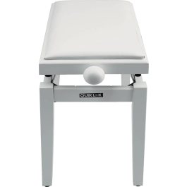 QUIKLOK Banqueta Piano Deluxe PB100 Madera Blanca Mate Imitación Cuero Ajustable