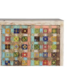 Giner y Colomer Aparador Multicolor con Detalles en Bronce, Madera de Mango, Blanco Envejecido