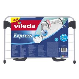 Vileda Tendedero de Radiador Express, 3 m de Tendido, Acero, Brazos Ajustables Plegables con Tecnología Nitrógeno, Blanco/Negro