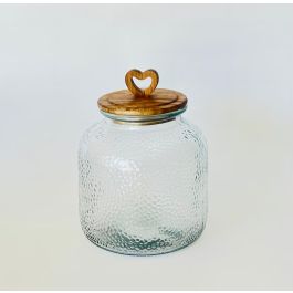 DKD Home Decor Bote Cristal y Acacia Transparente Natural 17.3 x 22 x 17.3 cm (4 Unidades) Precio: 28.49999999. SKU: B16B9D2AX3