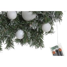 DKD Home Decor Corona de Navidad Luminosa Alpina con 50 LEDs Verde y Blanca 60x60 cm PVC Funciona con 3 Pilas AA (2 Unidades)