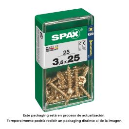 Spax 4081020350251 Tornillo Madera Cabeza Plana Yellox 3,5x25mm Ranura Cruz Z2 4CUT Rosca Completa Caja 25 Unidades