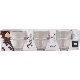 La Mediterranea Set 3 Tazas Cafe 90Ml Colección Tower Medidas 8.4x6x6 cm (24 Cajas)