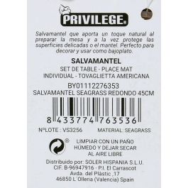 Salvamantel redondo Seagrass 45 cm Privilege (36 Unidades) Salvamantel redondo Seagrass 45 cm Privilege (36 Unidades)