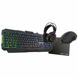 The G-Lab COMBO-ACTINIUM/FR Combo Gaming 4 en 1: Teclado retroiluminado 12 teclas, Ratón 3200 DPI, Auriculares inmersivos, Alfombrilla. Cableado.